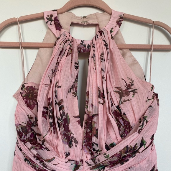 Marchesa Notte Bridesmaids Blush Floral Halter Gown - Picture 9 of 15